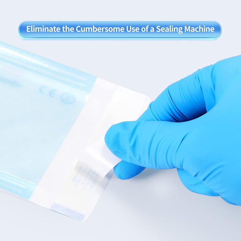 Annhua Dental Sterilization Pouches 3.5" x 6.5", Self Seal Sterilization Pouch with Color Changing Indicator, 200 Pcs Sterilizer Bags for Dental Offices and Nail Cleaning Tools - Image 5